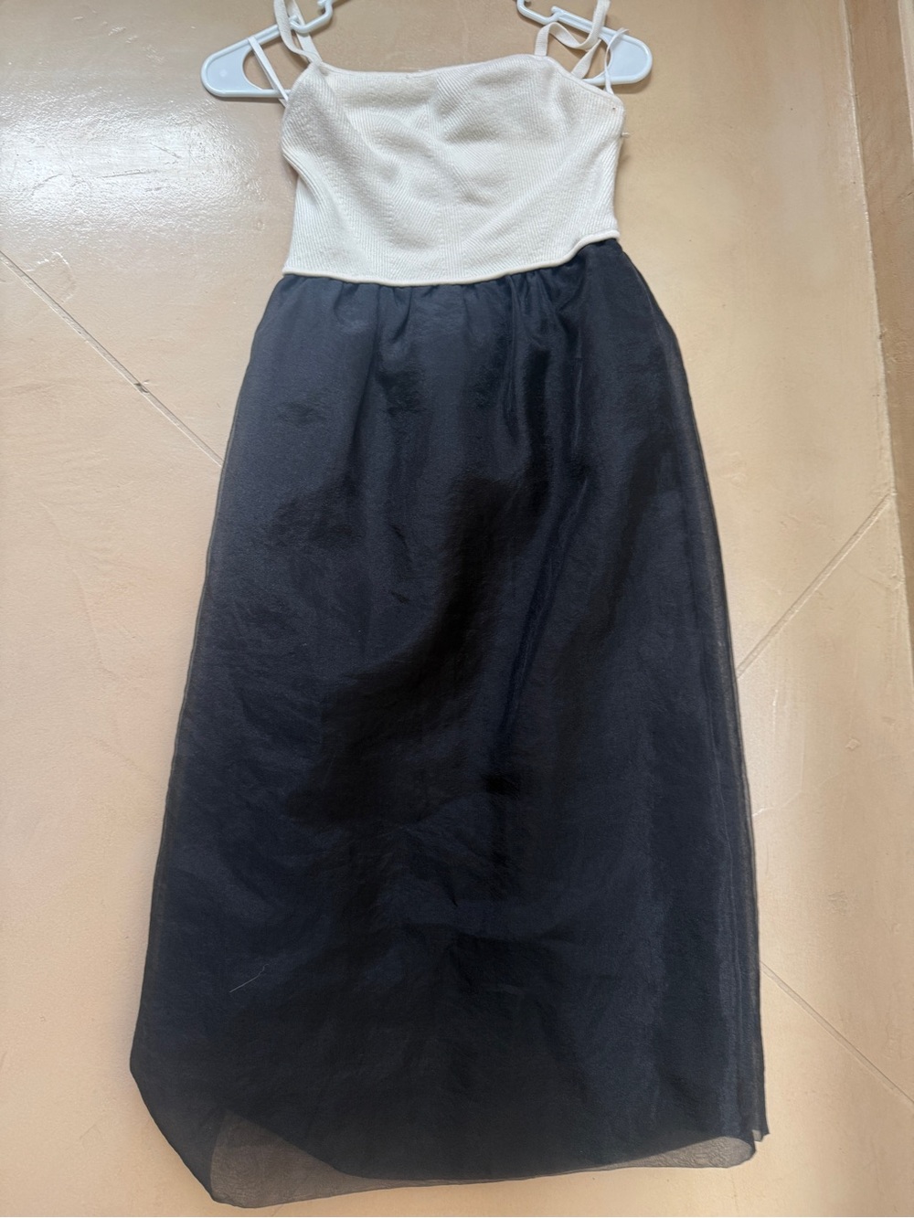 Maeve Two-Tone Ivory Top with Black Midi Skirt - Picture 4 of 5